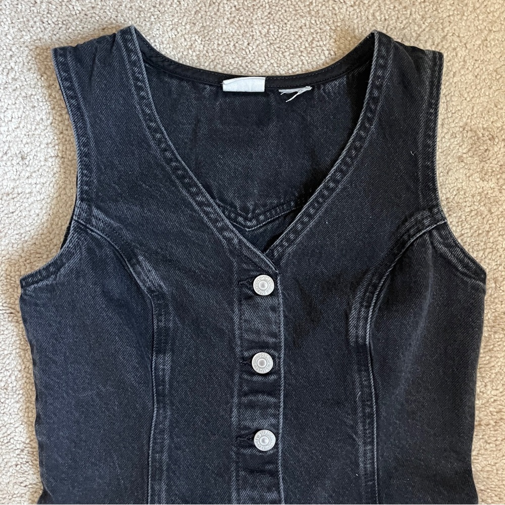 Levi’s Vianna Vest Black Grey Denim Sleeveless Button-Down Dress size XS - Picture 6 of 15